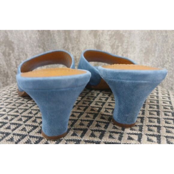 Chloe Oli‎ Blue Suede Mule Sandal Women's Size 37  1/2 US 7 - Picture 6 of 9
